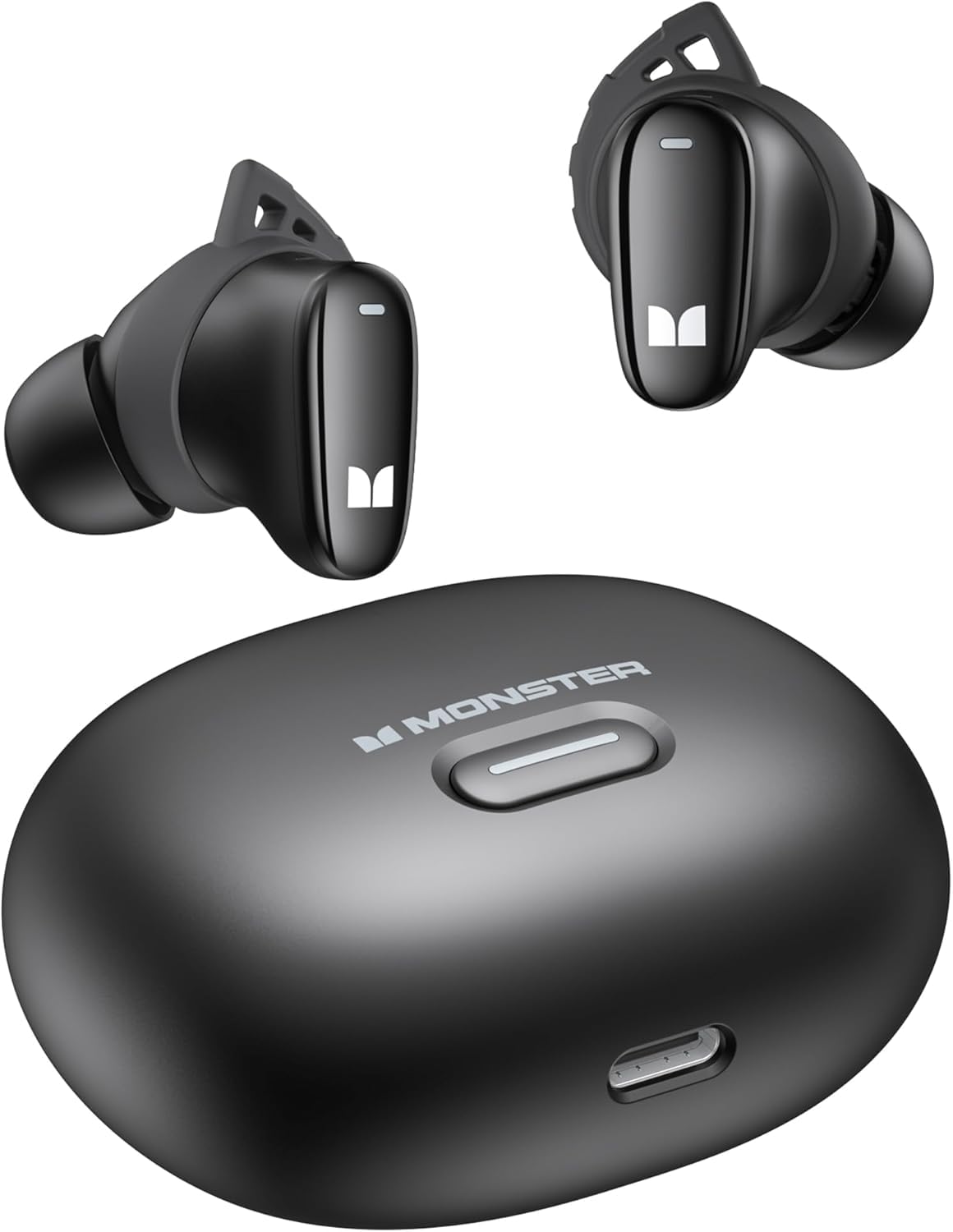 Photo 1 of Monster N-Lite 206 Bluetooth Earbuds Wireless Earphones Bluetooth 5.4 in-Ear Earbuds Headphones Built-in Mic, Touch Control, IPX6 Waterproof, Comfortable Fit, Type-C Charging, 25H Playback, Black