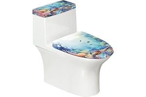 Vanideaoty Sea Turtle Toilet Seat and Tank Lid Covers for Bathroom 2 Set Round Oval for Adults Kids