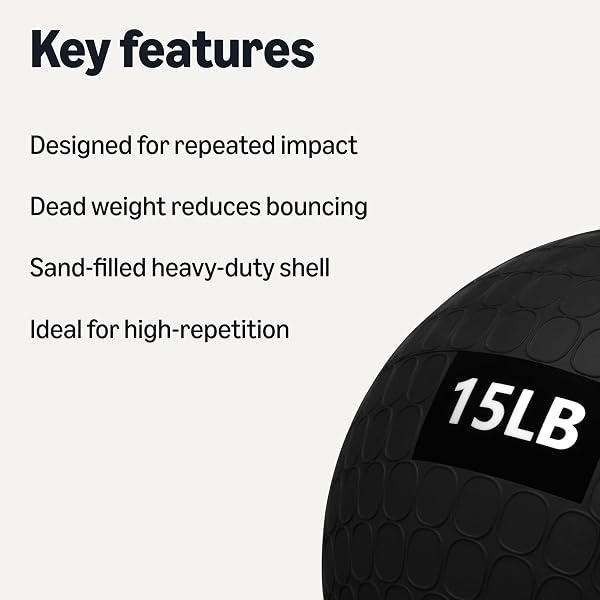 AMAZON BASICS HEAVY-DUTY SLAM MEDICINE BALL FOR EXERCISE, WEIGHTED DESIGN, 15LB, BLACK