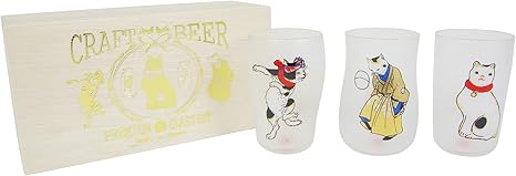 Amazon アデリア ビールグラス ねこ クラフトビア3個セット 江戸猫ぐらす プレミアムニッポンテイスト 木箱入り 日本製 S 6218 クリア タンブラーグラス オンライン通販