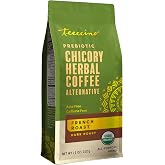 Teeccino French Roast Chicory Coffee Alternative - Caffeine-Free Grnd 11 Oz | Org Herbal Coffee That&rsquo;s Prebiotic &amp; Acid free, Dark roast, Natural Energy Boost From Nutrients, No Jitters or Crash, Ground
