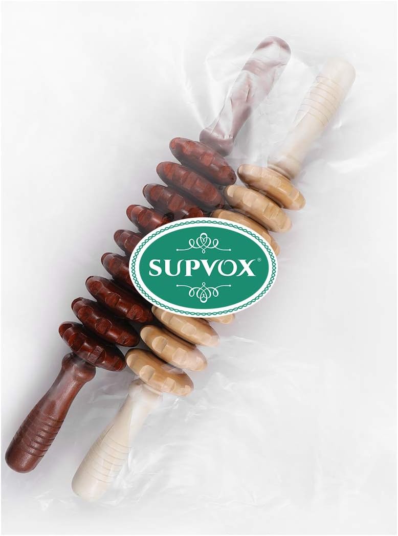 SUPVOX 2Pcs Wood Massager Roller Handheld Cellulite Blasters Massage Trigger Point Manual Muscle Release Roller Stick Massager: Health & Personal Care