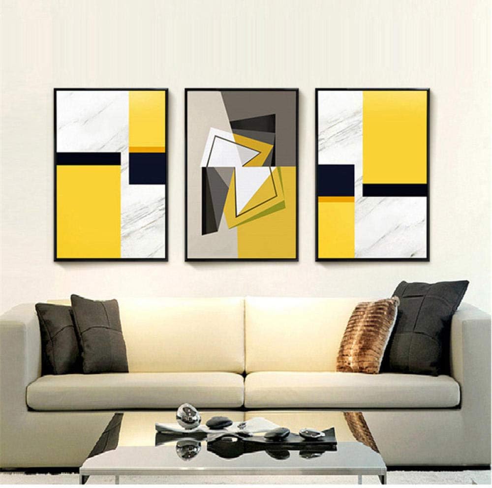 Amarillo Abstracto Geometrico Lienzo Arte De La Pared Pintura Sin
