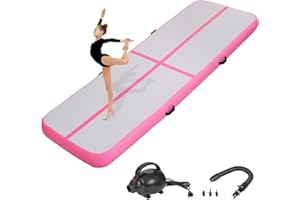 KIKILIVE Inflatable Gymnastics Air Tumbling Track Mat 6ft 10ft 13ft 16ft 20ft, Air Tumble Track Mat with Electric Air Pump for Kids Adults Home Outdoor Training Cheerleader Yoga Water Park