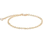 LOYATA Chain Bracelet Gold Link 14K Gold Plated Dainty Pearl Bracelet Simple Jewelry Gift for Women
