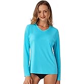 SG Edge Women's Standard V-Neck UPF 50+ Long Sleeve Swim Rash Guard Shirt Quick Dry Lightweight Moisture Wicking
