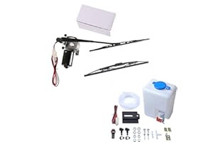 SCHRION 110 ° Wipe 12V Electric Motor UTV Windshield Wiper Kit with Washer Pump Kit Compatible with Polaris Ranger RZR 900 1000 Golf Cart TURBO Can Am X3 Kawasaki etc. w/Installation Instruction