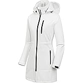 CREATMO US Women's Lightweight Waterproof Long Softshell Tactical Jacket Fleece Lined Windbreaker