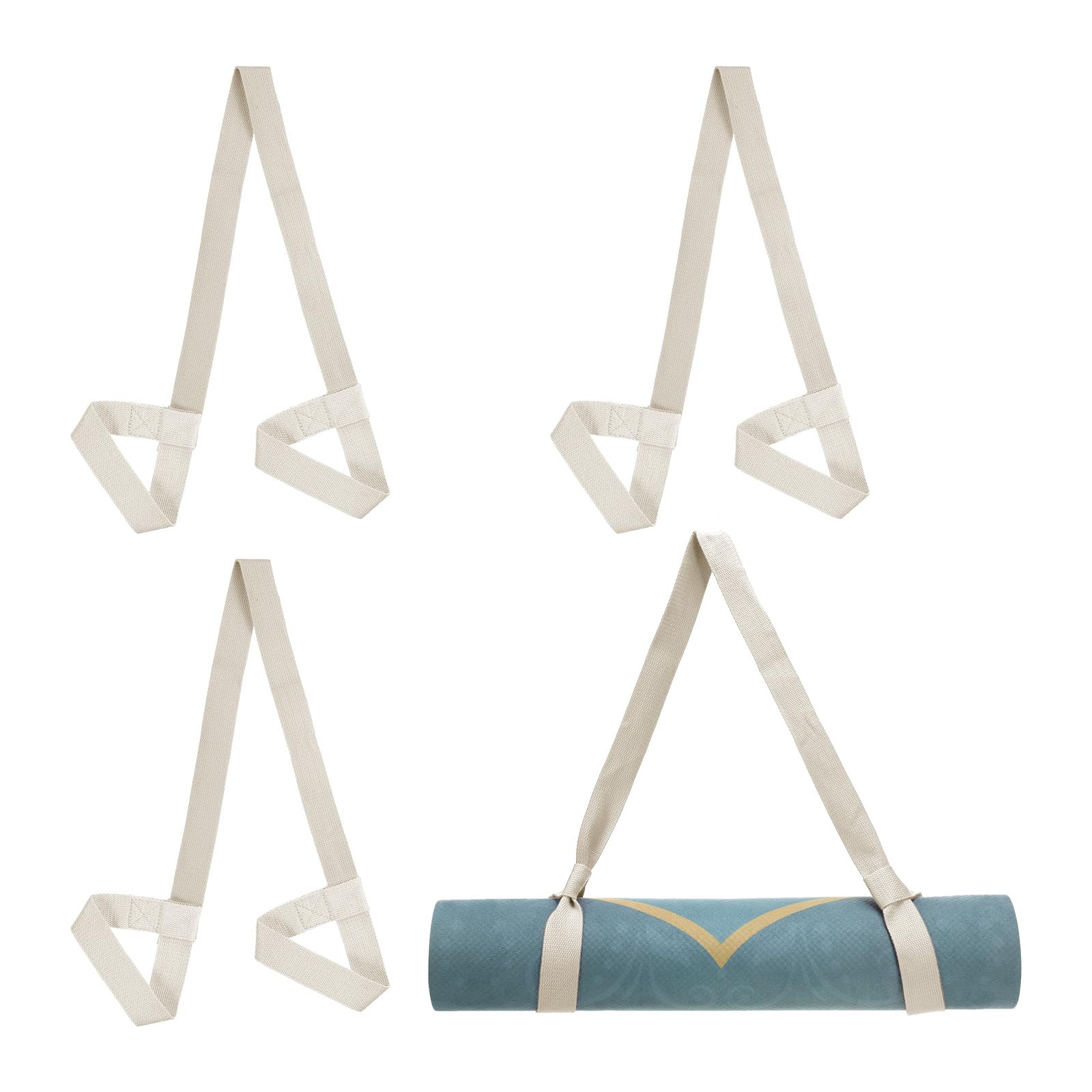 PATIKIL Yoga Mat Strap, 4 Pack Adjustable Yoga Mat Carrier Straps Sling Cotton Anti Slip Mat Holder Stretching Band for Exercise, White