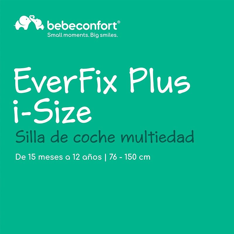 EverFix Plus i-Size, Cadeira de Carro ISOFIX, 76–150 cm, Preto Total