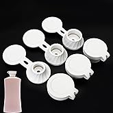 6pcs Bottle Emptying Kit Cap for Upside Down Dispenser Shampoo Lotion, Saver Flipping Set with 3 Sizes Adapters Transfer Conn