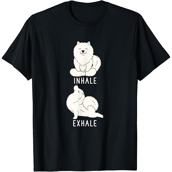 T-shirt Yoga "Inhale Exhale" Avec Illustration De Braque Allemand à Poil Court - Cadeau Pour Amoureux Des Chiens