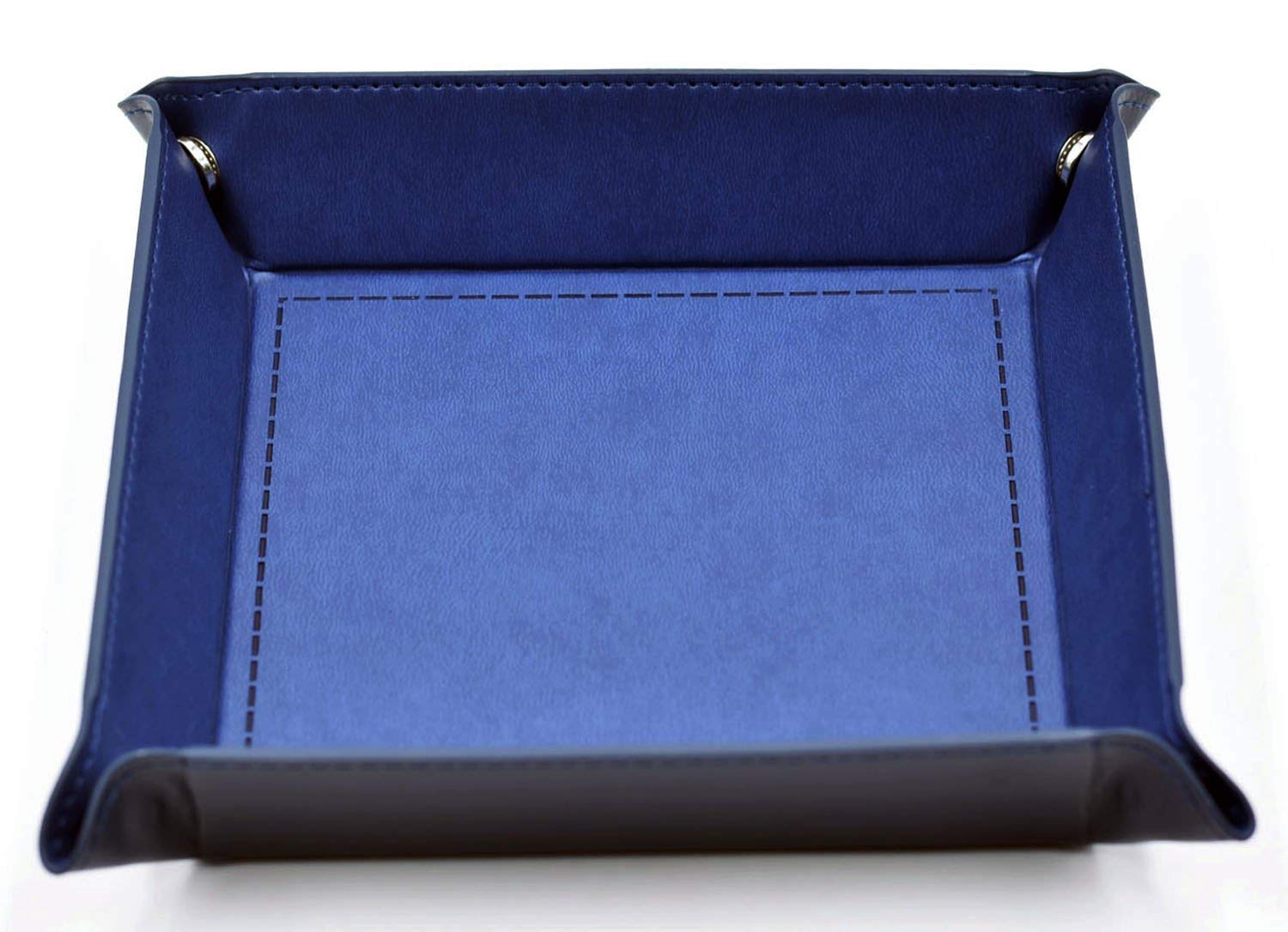 HDdais Dice Tray - Eco Friendly PU Leather Collapsible Catchall Change Key Wallet Coin Box Tray (Blue)
