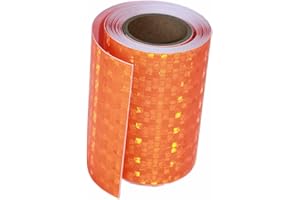 tuyrchu Reflective Tape Orange for Cars 4 inch X 11 FT, Waterproof High Visibility Warning Safety Adhesive Tape, Outdoor Reflective-Stickers, High Intensity Level Reflector,
