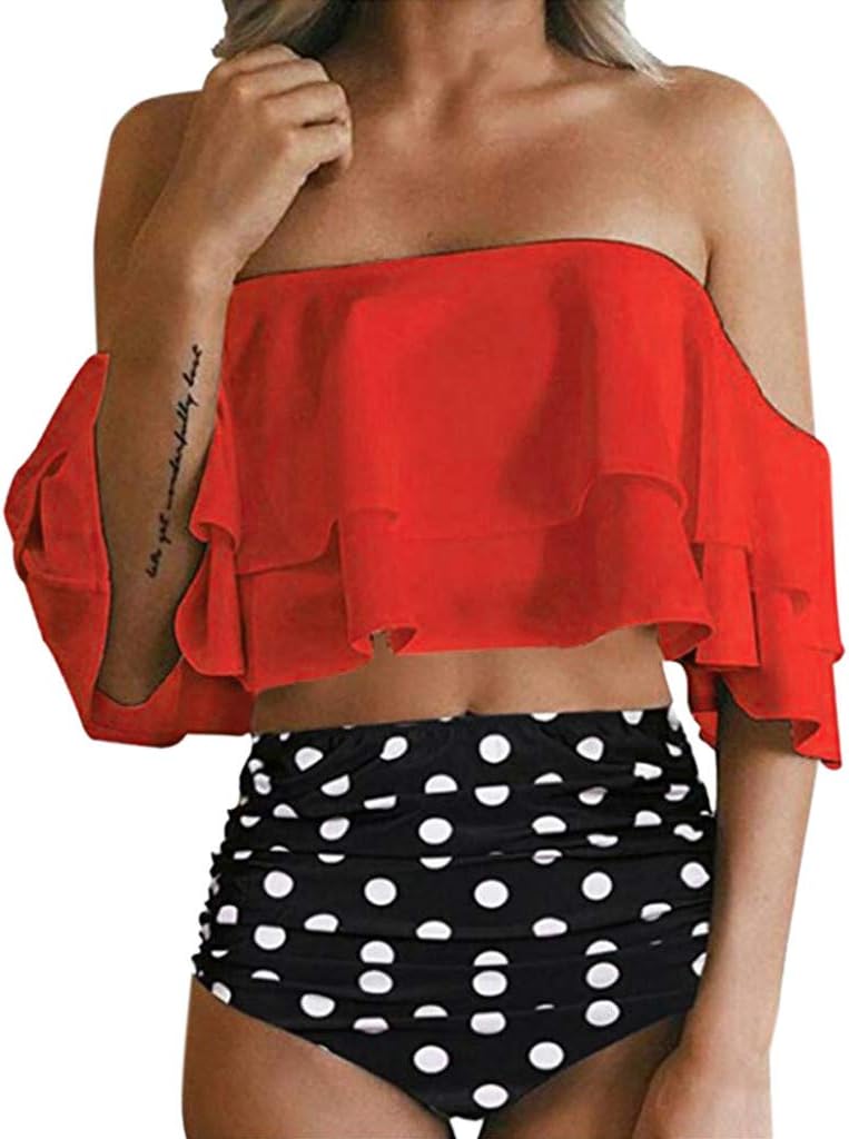 AgrinTol Women's Hight Waist Printed Bikini Set Push-Up Padded Bathing Swimwear Swimsuit
