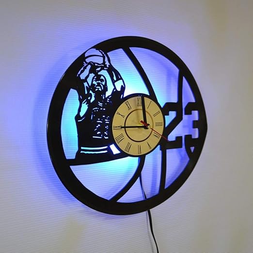 Vintage Baloncesto Disco De Vinilo Reloj De Pared Control Remoto ...