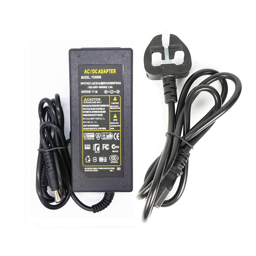 5V 6A Power Supply,AC100-240V to DC5V 30W Adapter Charger Transformers,Power Supply Adapter for Led Strip Lights,Audio/Video,CCTV,Camera,Wireless Router,DC Connector Jack 5.5mmx2.1mm