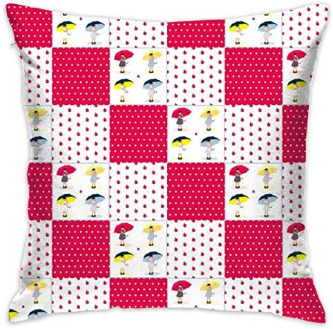 HUERY Patchwork Pattern for Girls Customized Pillowcase Lovely Square Pillowcase Portable Sofa Pillowcase 18"x 18"