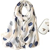 First Choose Silk Feeling Long Satin Scarf Fashion Beach Scarf Shawl Check Style Sunscreen Shawls Wraps-Lightweight Pattern
