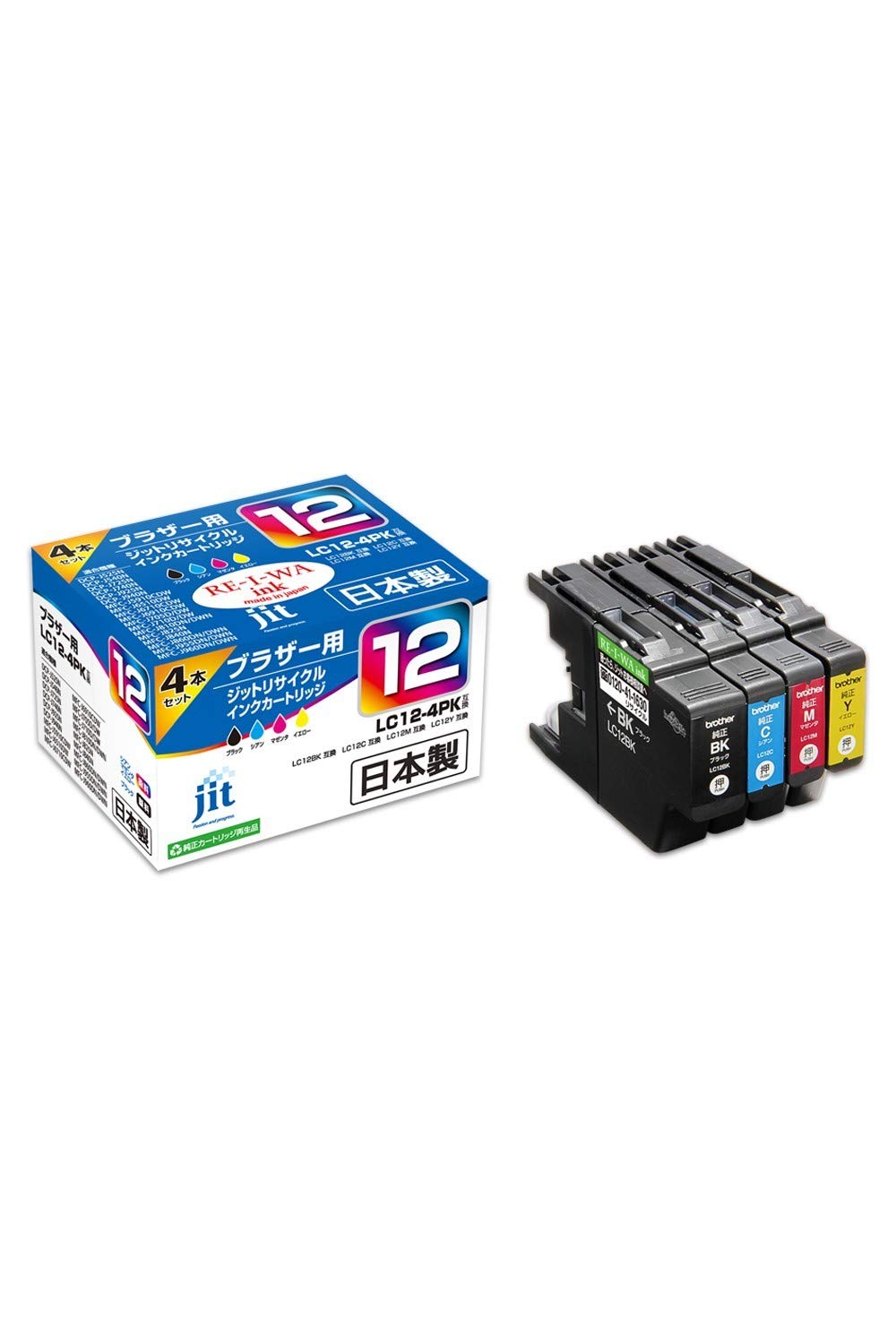 ジットブラザー(brother) LC12-4PK 対応 4色セット リサイクルインク 日本製JIT-NB124P商品画像