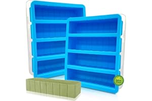 Silicone Butter Mold with Lid, Walfos Non-Stick Butter Tray Fits Standard Butter Stick Size, Large Cavity Butter Maker Holds 8 Tablespoons Butter, Ideal For Butter, Soap Bar, Energy Bar, Cake, 2 Pack