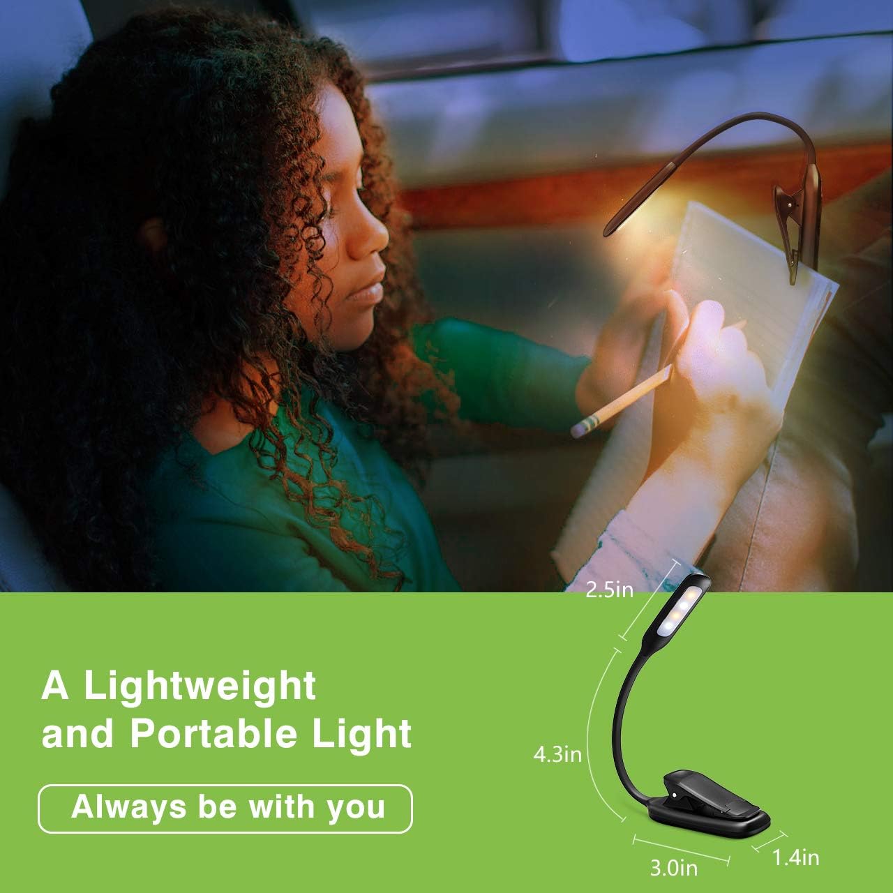 Rechargeable Book Light, TOPELEK LED Reading Light with 3-level Brightness (Cool & Warm), Flexible Easy Clip On Reading Lamp, Eye Protection, Soft Table Light for Night Reading in Bed - - 