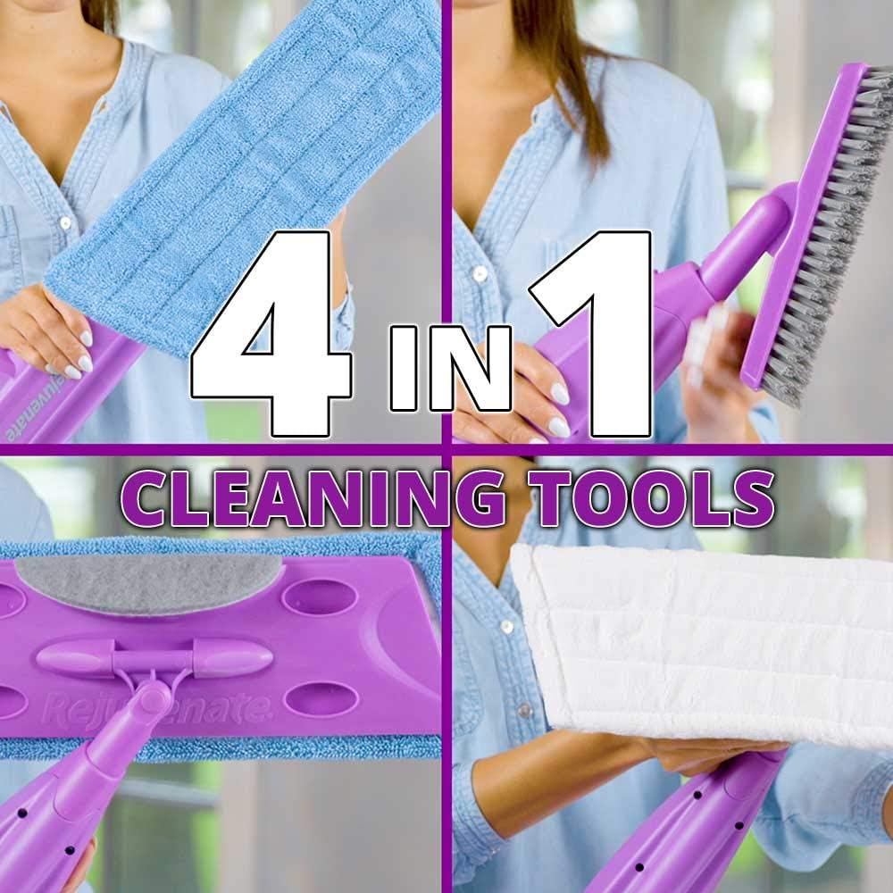 Rejuvenate Click N Clean Multi-Surface Spray Mop System Complete Bundle Includes Free Click-On Pro Grade Grout Brush 1 x 32oz No-Bucket Floor Cleaner (bundle with 3 reusable microfiber pads): Health & Personal Care