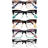 TRENVIE Reading Glasses for Women, 6 Pack Fashion Cat Eye Blue Light Blocking Computer Readers Anti Glare UV Eyeglasses