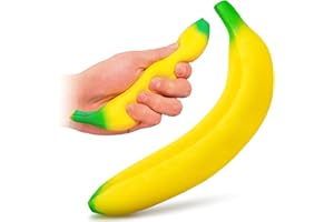 TESORRIO Fake Banana Squishy Toys - 6.7x1.4 Soft Foam Banana Toy | Lightweight & Durable PU Foam Squishy Fidget | Fun & Relaxing with a Bright, Realistic Look, Great for Desk Decor, Gift Giving & Party Favors