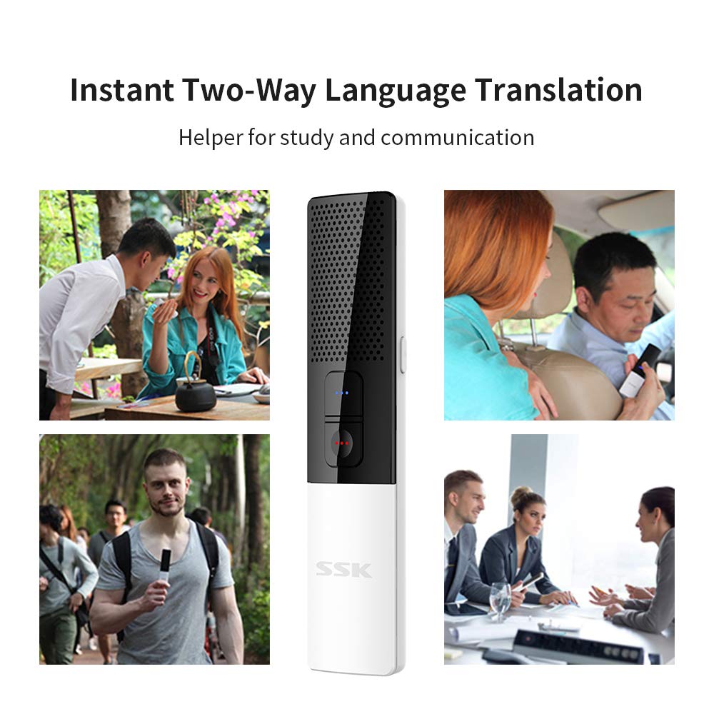 SSK Portable Foreign Language Translator, Need Connect Smartphone Bluetooth, Supports 86 Languages Two-Way Instant Translation Voice Language Translator for Travelling Learning and Business