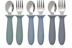 VITEVER 6 Pieces Toddler Utensils, Kids Safe Spoons and Forks, Children Silverware Set with Silicone Handle, 18/8 Stainless Steel, Food-grade Silicone，BPA Free - Dishwasher Safe