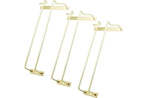 zoohot 9.64-Inch Under Cabinet Wine Glass Rack Stemware Holder Glasses Storage Hanger Metal Organizer Gold
