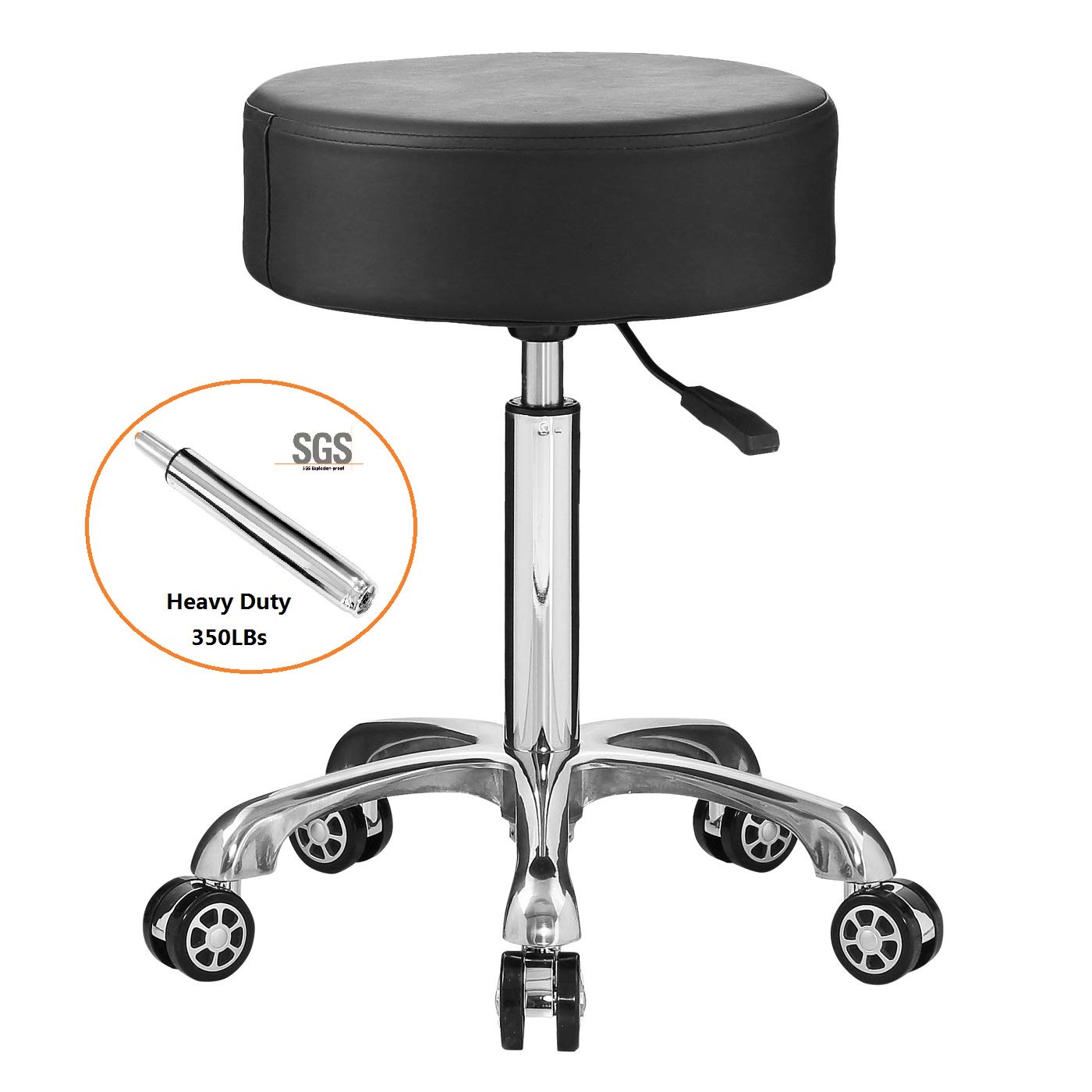 EasyLife Professional Swivel Rolling Stool Adjustable Height Hydraulic Stool with Wheels for Clinic Dentist Spa Massage Salons Studio (Black): Beauty