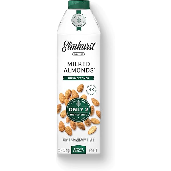 乳液・ミルク NY Amazon.com: ELMHURST Unsweetened Almond Milk, 32 FZ