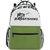 Pfrewn Largemouth Bass Fishing Backpack for Boys Men Travel Laptop Backpack Daypack Bag 17 Inch