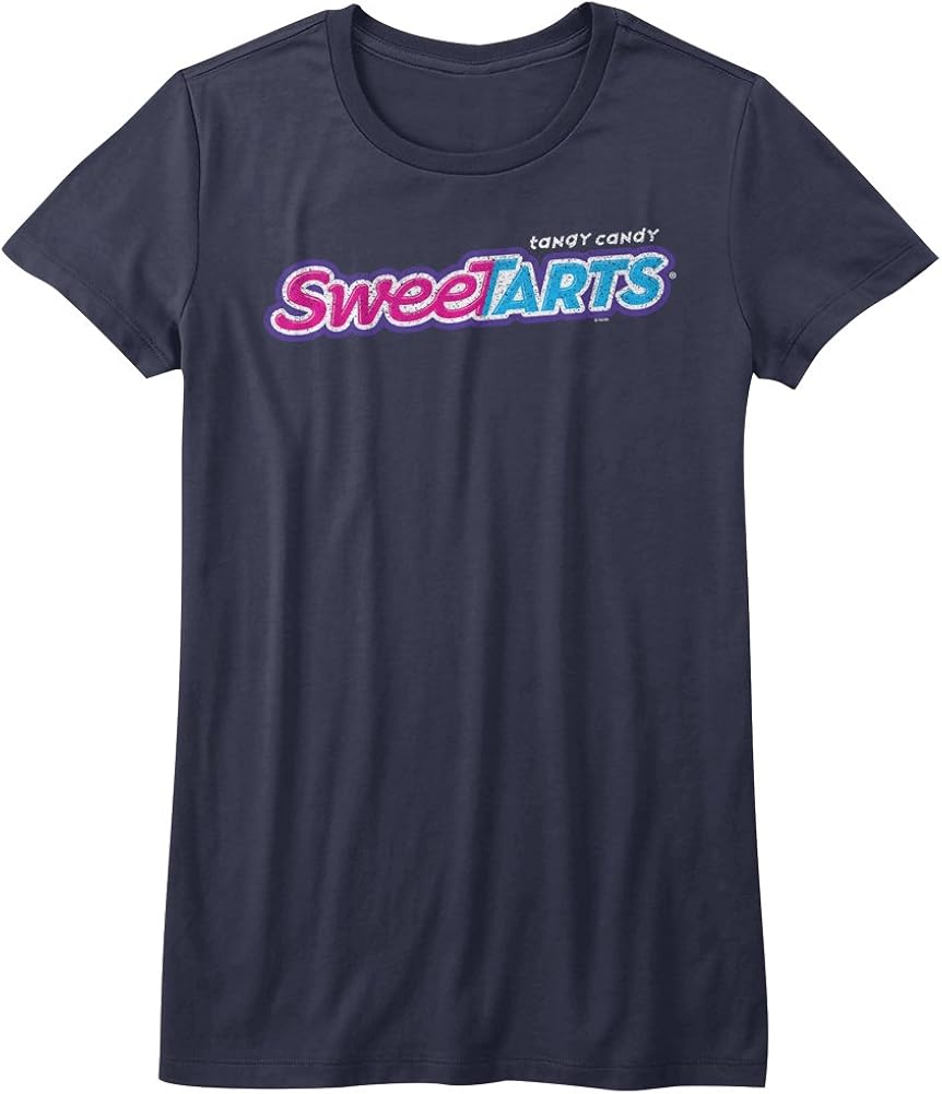 Juniors Sweet Tarts Candy Logo Shirt, Heather Blue, Large