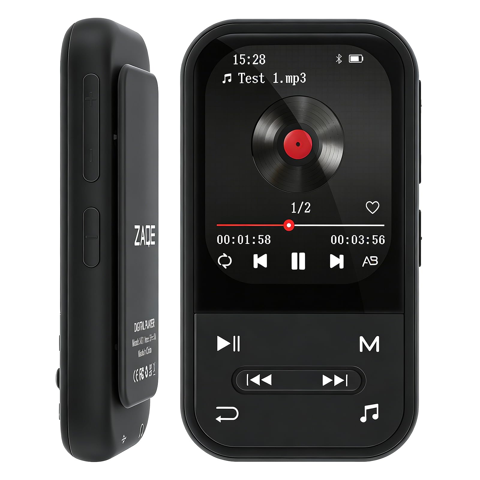 MP3 Player with Clip, Bluetooth 5.3 Music Player, HiFi Sound Digital Music, FM Radio, Voice Recorder, Portable MP3 Music Player with Earphones