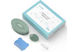 Lupantte Baby Bath Set, Baby Essentials for Dry Skin, Cradle Cap and Eczema, Including Silicone Cap Cradle Brush, Scalp Brush, Silicone Bathing Brush, Baby Finger Toothbrushes