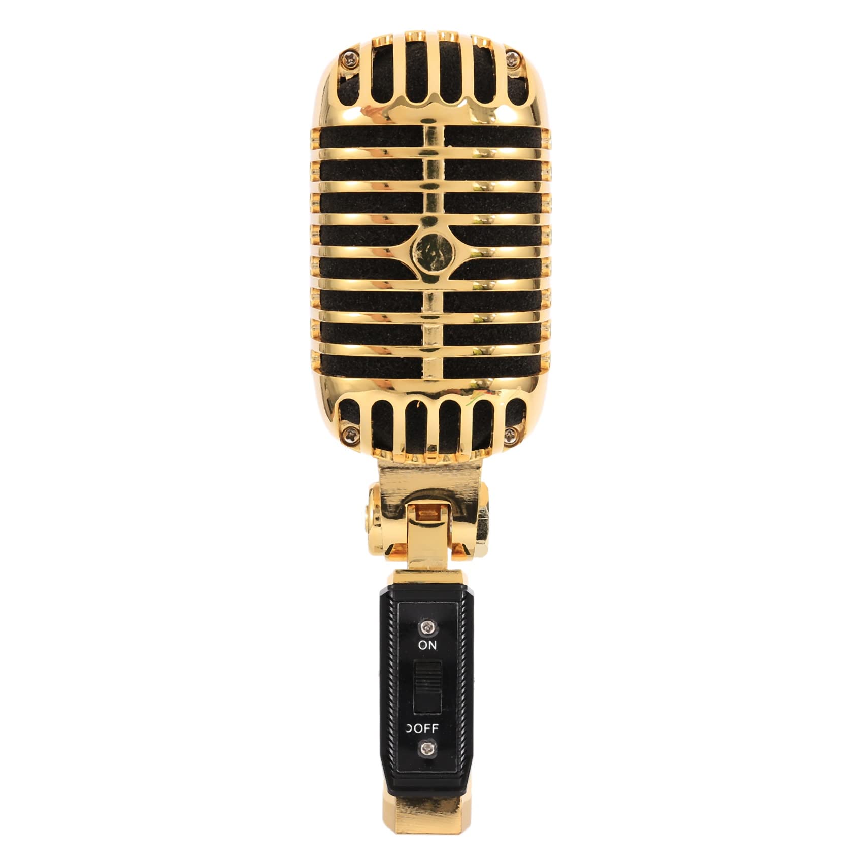 Tyuooker Professional Wired Vintage Classic Microphone Dynamic Vocal Mic Microphone for Live Performance Karaoke(Gold)