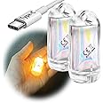 DOKeep USB Mini LED Lantern, 2 Pack Waterproof EDC Keychain LED Flashlight for Camping, Type-C Rechargeable Battery Small Stick Lamp Puck Dog Collar Torch Light (Warm White+Red)