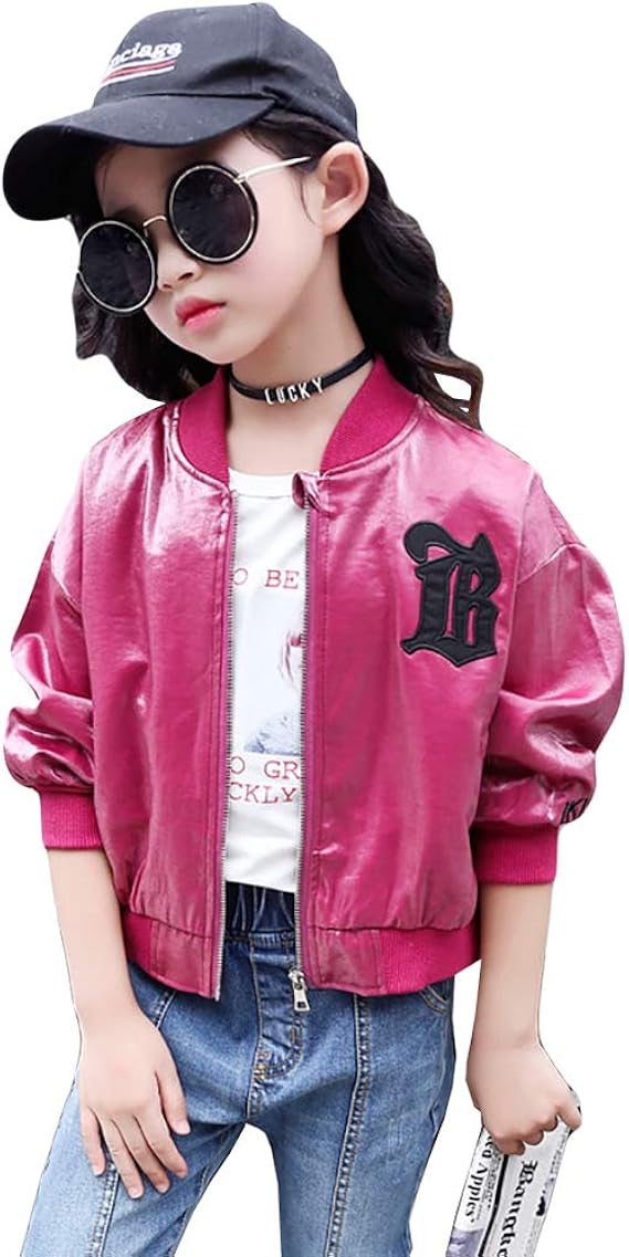 Amazon キッズ アウター 女の子 野球ジャケット アウター 女の子 可愛い 子ども服 スプリングコート キッズ コート 女の子 上着 キッズ 女の子 防寒 アウター キッズ ブルゾン 女の子 おしゃれ 秋物 150cm ローズ コート ジャケット 通販