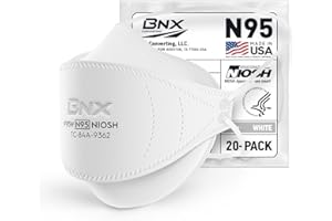 BNX N95 Mask NIOSH Certified MADE IN USA Face Mask, Tri-Fold Cup/Fish Style, 10,20,50-Pack - Black, White (Model F95B,F95W)