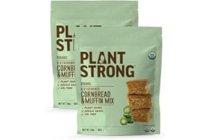 PLANTSTRONG Old Fashioned Organic Cornbread & Whole Grain Muffin Mix (4 Pack) - USDA Organic, NON-GMO, Plant Based, Vegan, Oil Free