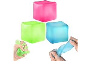 AZURPHORIC 3Pcs Stress Cube Squishy Toys, Slow Rising Ice Cube Stress Balls, Sensory Fidget Toys for Anxiety Relief, Sensory Ice Nee Cube Gel Filled Squishy Ball Toys for ADD/ADHD Kids Adults(Blue, Green, Pink)