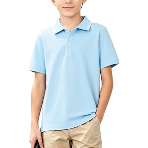 Cozople Boys Polo Shirt Size 7-16 Short Sleeve School Uniform Pique Shirts