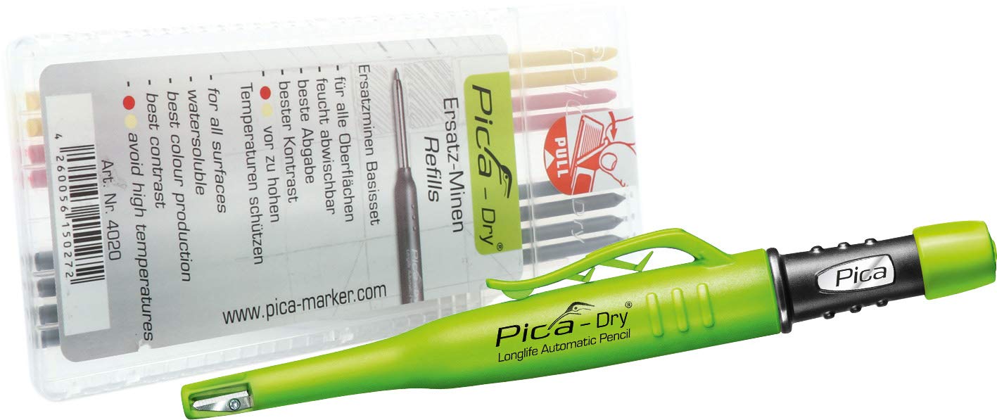 Pica Dry Longlife Automatic Pen, 4099101-94102, incl. 8 Refill Leads, Starter Kit
