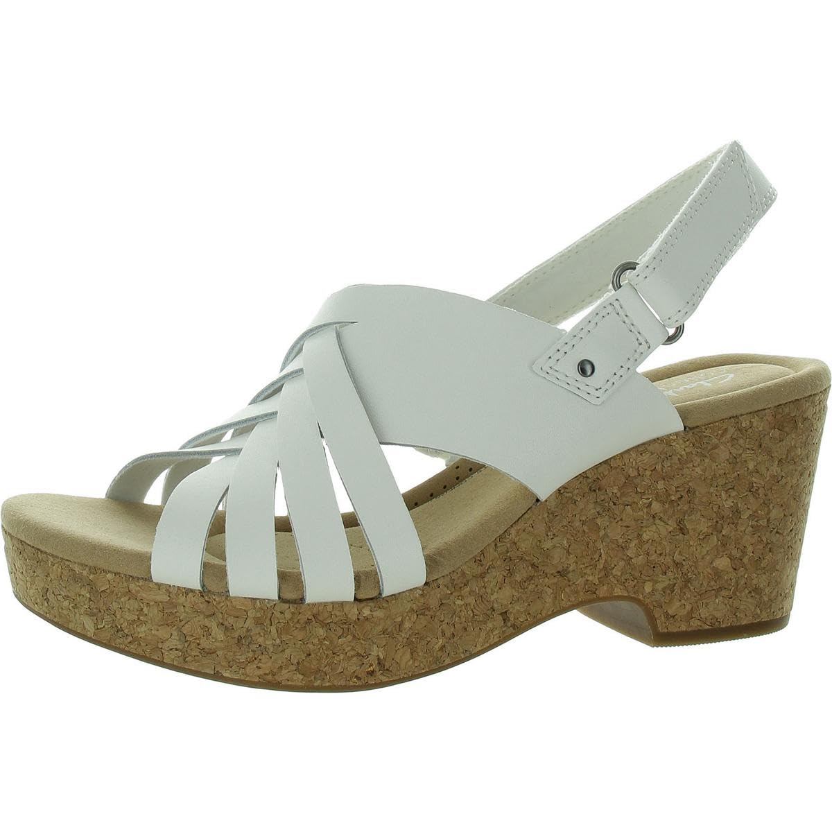 Photo 1 of Clarks Women's Giselle Ivy Wedge Sandal, White Leather, 9
