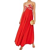 Joiemont Womens Koi Fish Sleeveless Long Strap Dress High Waist 3D Fish Maxi Cami Dress