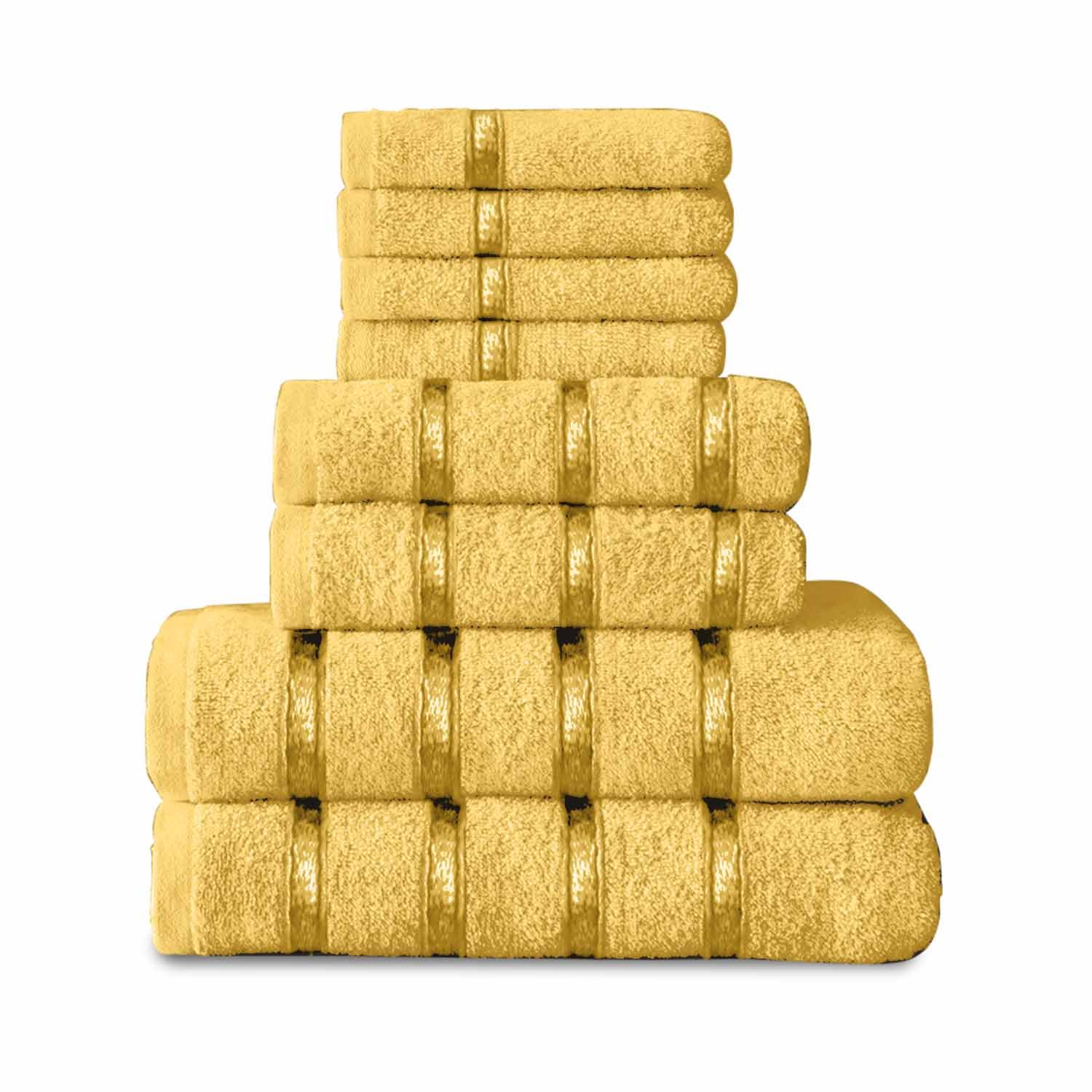 GC GAVENO CAVAILIA 8 Piece Egyptian Cotton Towels - Quick Dry Highly Absorbent Bathroom Towel Bale - (4 Face Towel + 2 Hand Towel + 2 Bath Towel) - Ochre