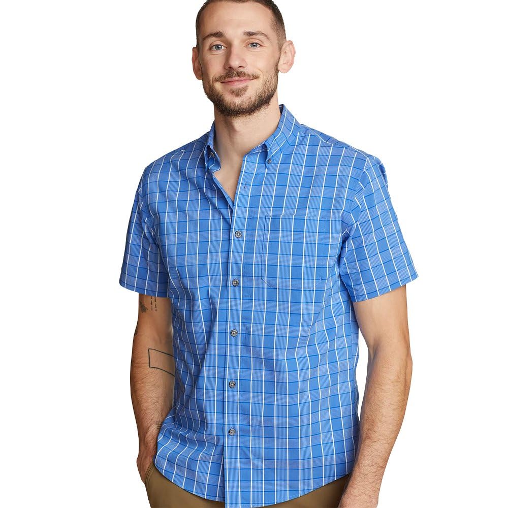 Eddie Bauer Men’s Voyager Flex Short-Sleeve Shirt, Lapis